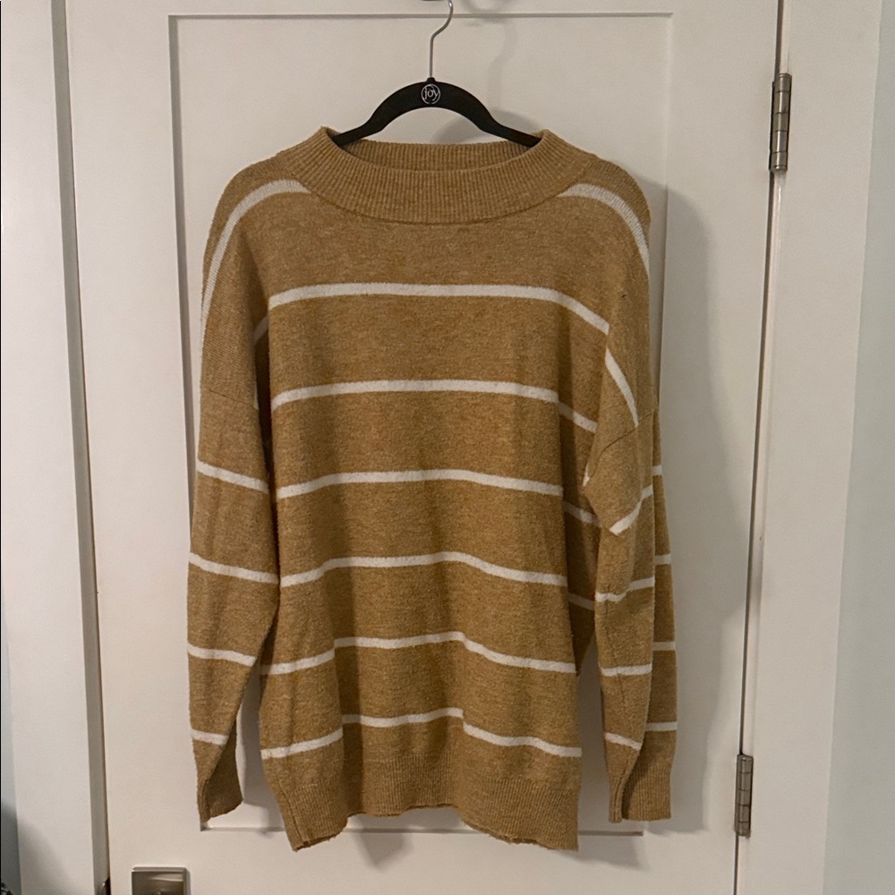 a new day Tan and White Striped Sweater
